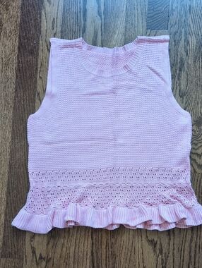 CiciBird Light Pink Knit Ruffled Hem Sleeveless Top NWOT